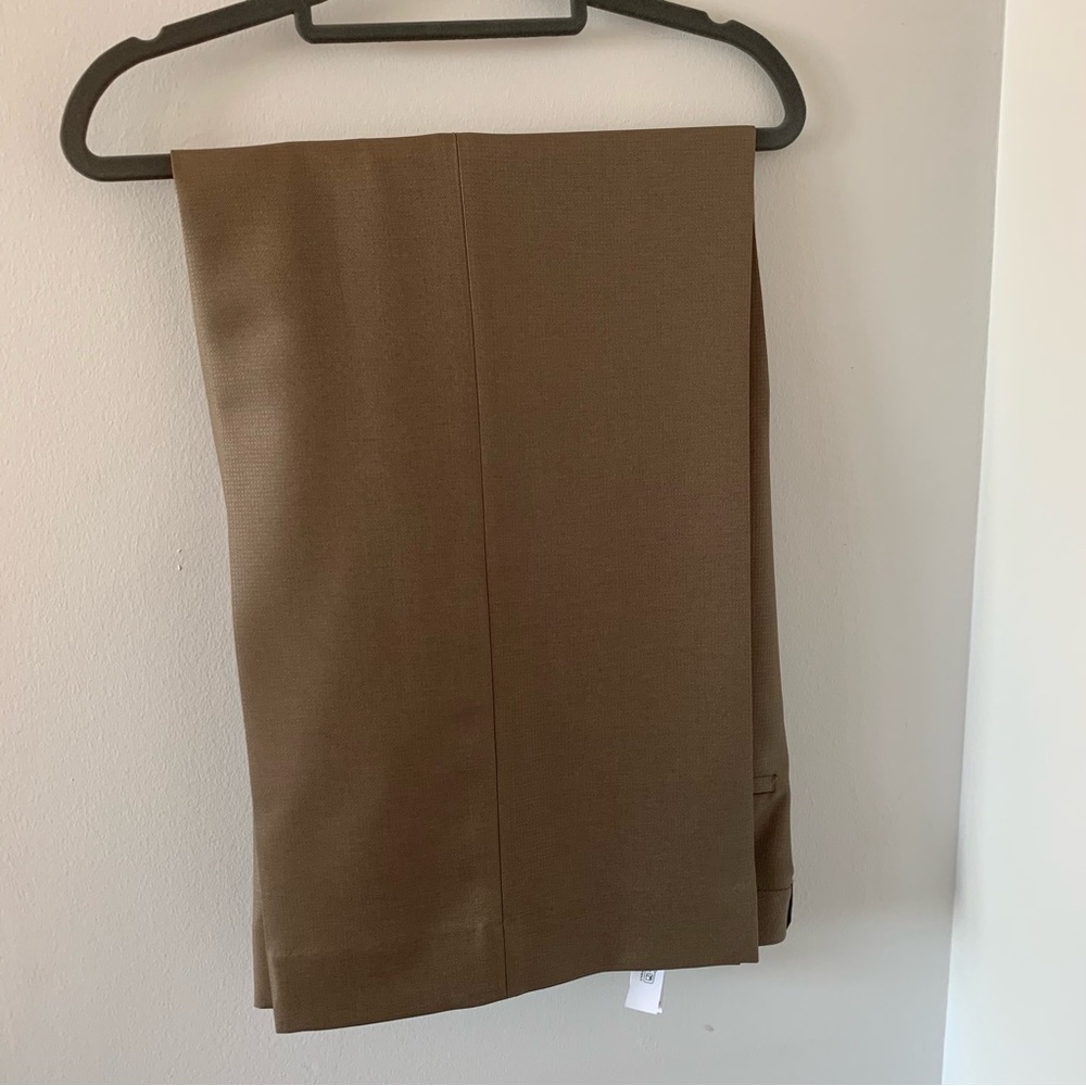 Zara RARE Straight Cut Pleated Pants with Pockets‎ In Khaki Size L - Picture 5 of 11